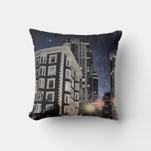 coussin photo de ville la nuit throw pillow