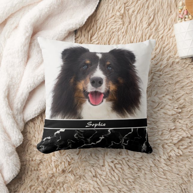 Coussin Photo de votre animal de compagnie sur Faux Black  (Couverture)