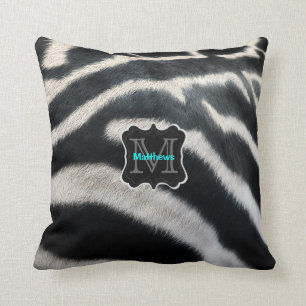 Coussin Photo de zèbre de monogramme