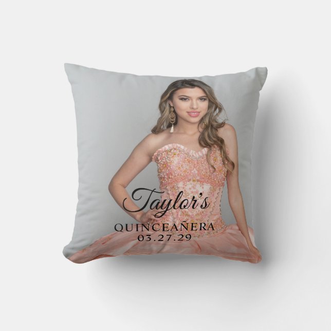 Coussin Photo du Parti Quinceanera (Recto)