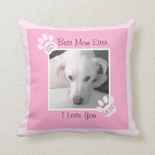 Coussin Photo d'un chien blanc mignon unique Monogramme Pa