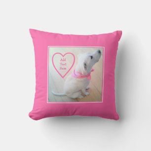 Coussin Photo d'un chien mignon portant une écharpe rose p