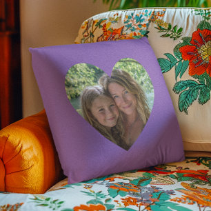 Coussin Photo en forme de coeur d'orchidée améthyste
