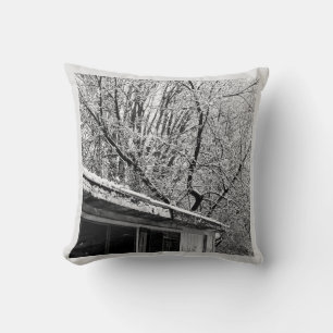 Coussin Photo en noir et blanc de la scène hivernale rusti