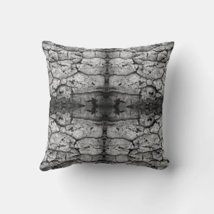 Coussin Photo en noir et blanc de l'écorce d'un arbre, gro