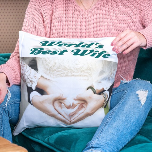 Coussin Photo en vert de la femme (Créateur téléchargé)