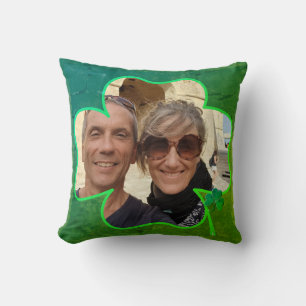 Coussin Photo encadrée de 4 feuilles avec texte