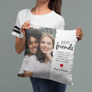 Coussin Photo et citation des meilleures amies tendance