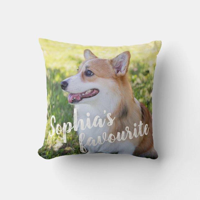 Coussin Photo et nom personnalisés de chien d'animal de co (Recto)