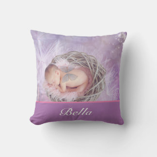 Coussin Photo et nom personnalisés Motif papillon