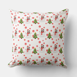 Coussin Photo Face Funny Snowman personnalisé Noël