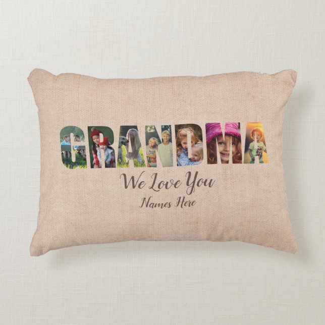Coussin photo GRANDMA We Love You, Add Images Name (Devant)