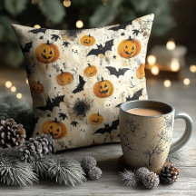 Coussin photo Halloween personnalisé avec Citrouil
