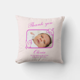 Coussin photo Merci Faire-part de naissance
