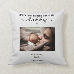 Coussin Photo minimaliste personnalisée de première Fête d