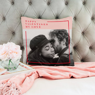 Coussin Photo moderne   Cadeau de Valentines Rouge et Rose
