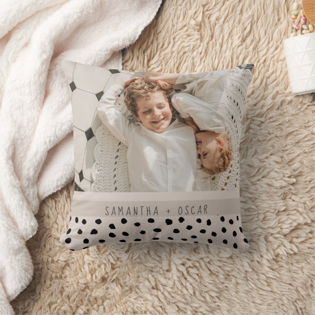 Coussin Photo moderne Pastel Nom personnalisé Cadeau (Couverture)