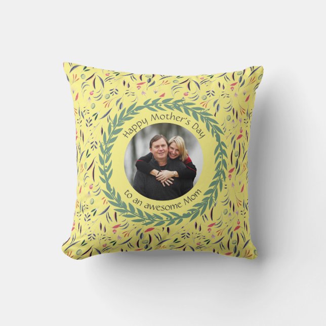 Coussin Photo MOM Florale Jaune (Recto)