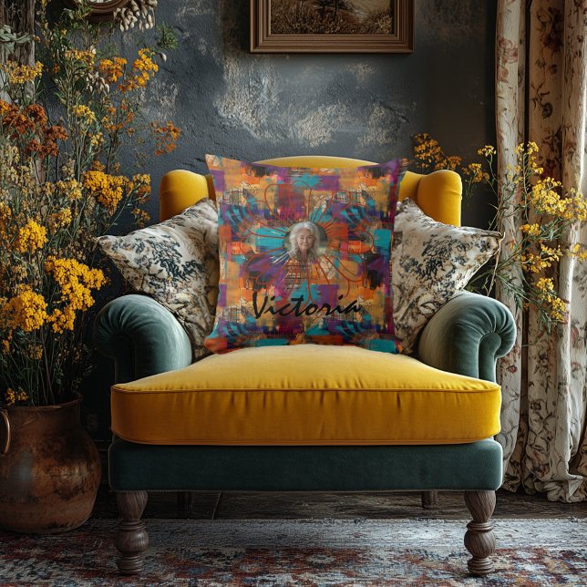 Coussin photo personnalisé dynamique Multicolor Ab (Créateur téléchargé)