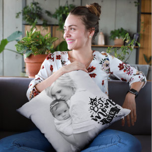Coussin Photo personnalisé Meilleure Maman Forever Rayure 