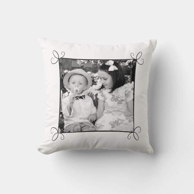Coussin photo personnalisé noir et blanc (Recto)