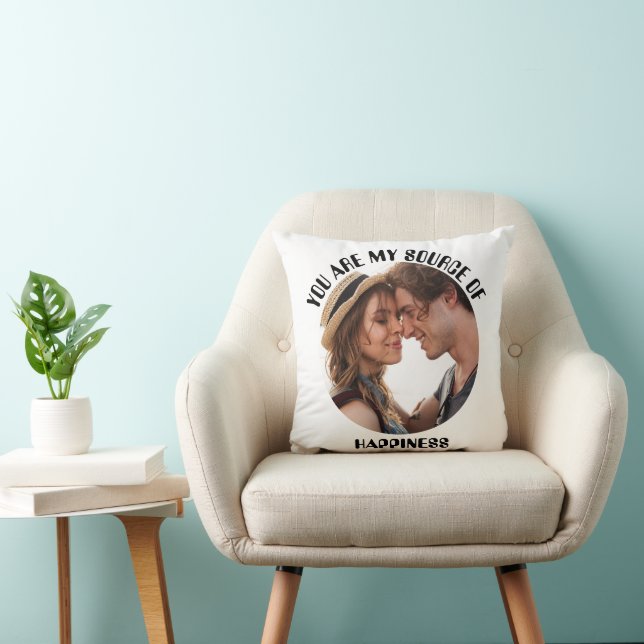 Coussin Photo personnalisé « Tu es ma source de bonheur » (Chaise)