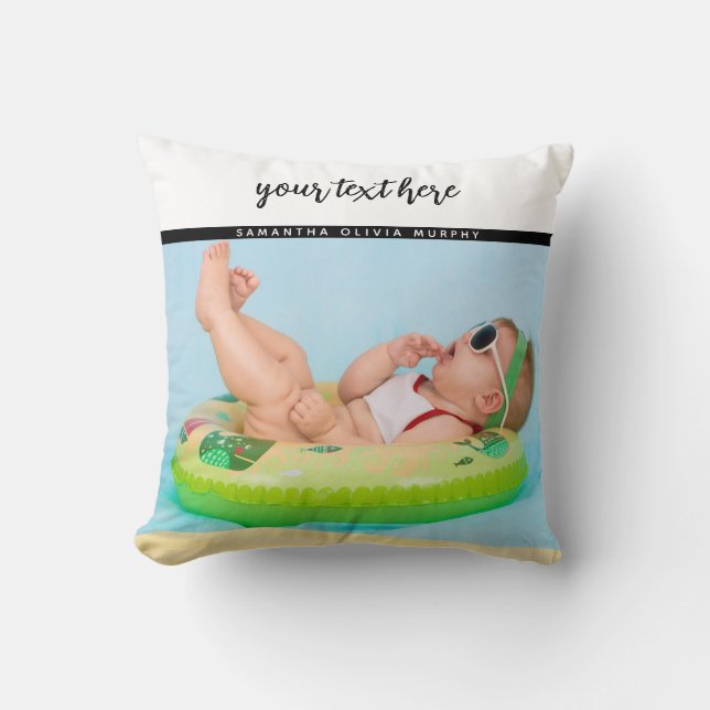 Coussin Photo personnalisée Baby Love & Name Memories (Recto)
