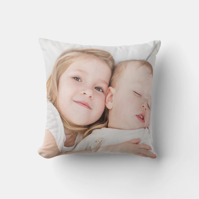 Coussin Photo personnalisée bébé frère nouveau-né soeur (Recto)
