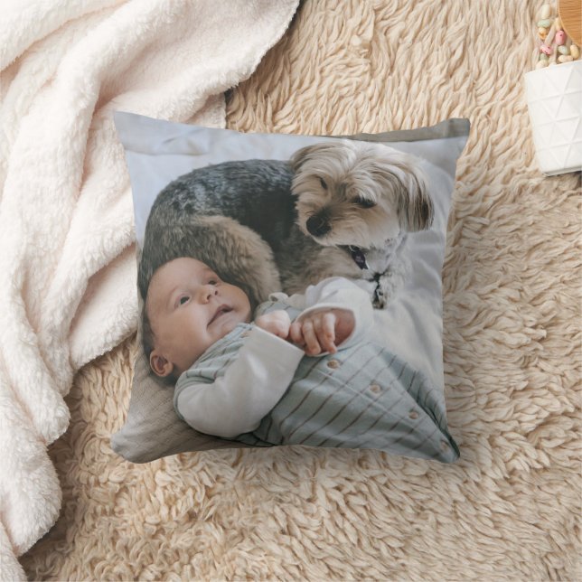 Coussin Photo Personnalisée Chien Gardien Baby Keepsaké do (Couverture)