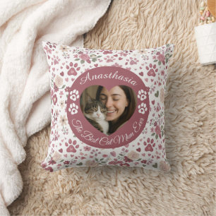 Coussin Photo personnalisée de maman chat avec empreintes 
