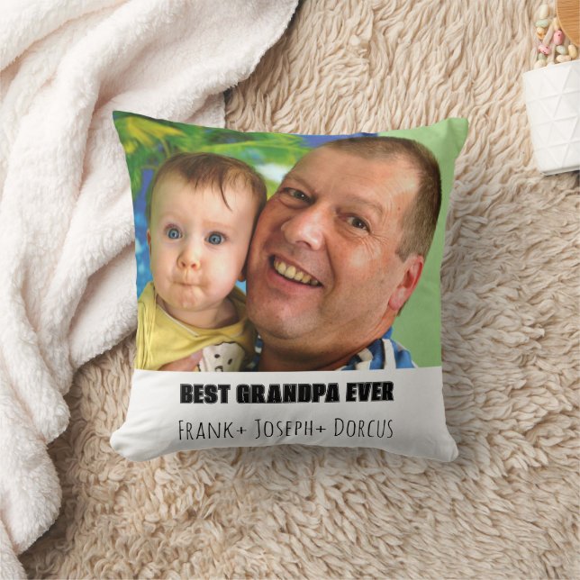 Coussin Photo personnalisée du meilleur grand père (Couverture)