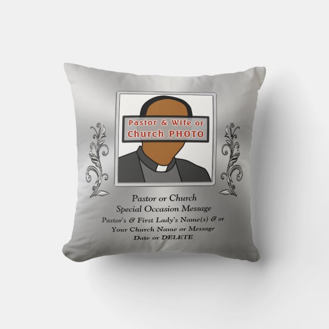 Coussin Photo personnalisée, idées cadeaux pour le pasteur (Recto)