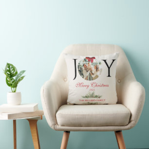COUSSIN PHOTO PERSONNALISÉE JOY MERRY CHRISTMAS