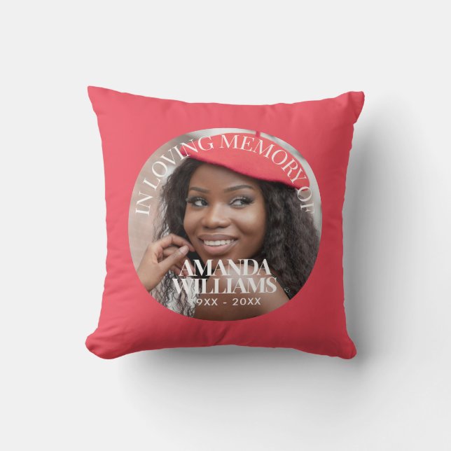 Coussin Photo personnalisée Mémorial simple rouge (Recto)