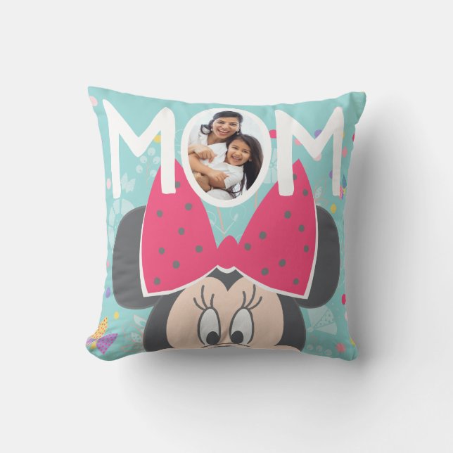 Coussin Photo personnalisée Minnie Souris Jour des mères (Recto)