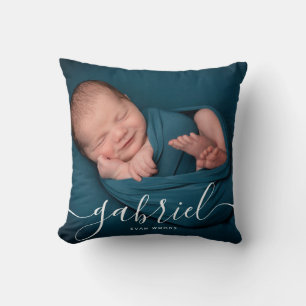 Coussin Photo personnalisée Nom du bébé Modèle Keepsaké  