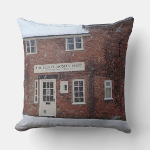 Coussin photo sépia de l'ancien magasin de curiosité dan