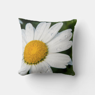 Coussin photo, une margueritte, font vert throw pillow