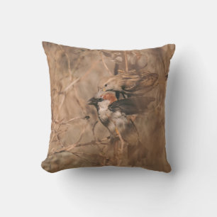 Coussin Photographie de faune sauvage de moineaux rustique