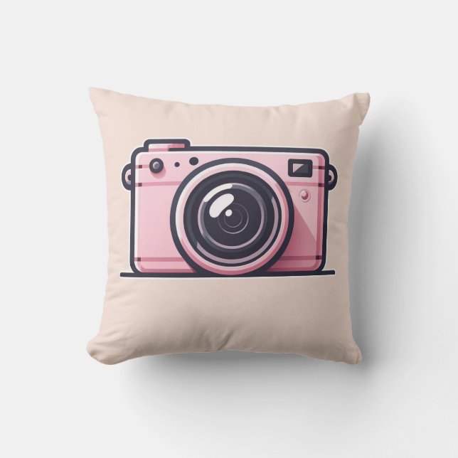 Coussin Photographie de la caméra de tir rose tendance (Recto)