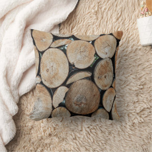 Coussin Photographie d'un motif d'empilement de rondins de