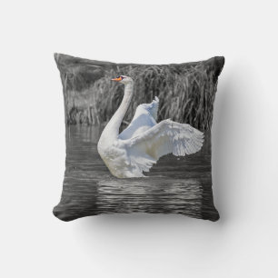 Coussin Photographie noir et blanc cygne