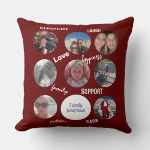 Coussin Photos de famille Rouge foncé