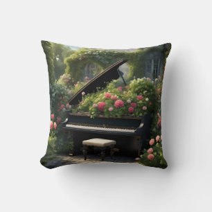 Coussin Piano en Fleur - peinture jardin