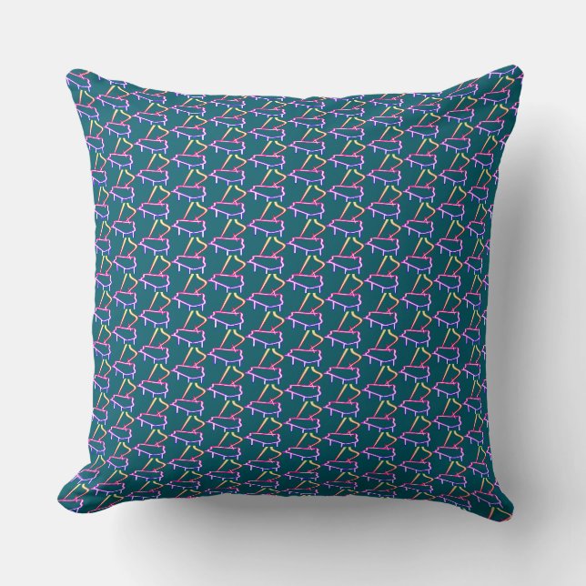 Coussin Piano sarcelle orné (Recto)