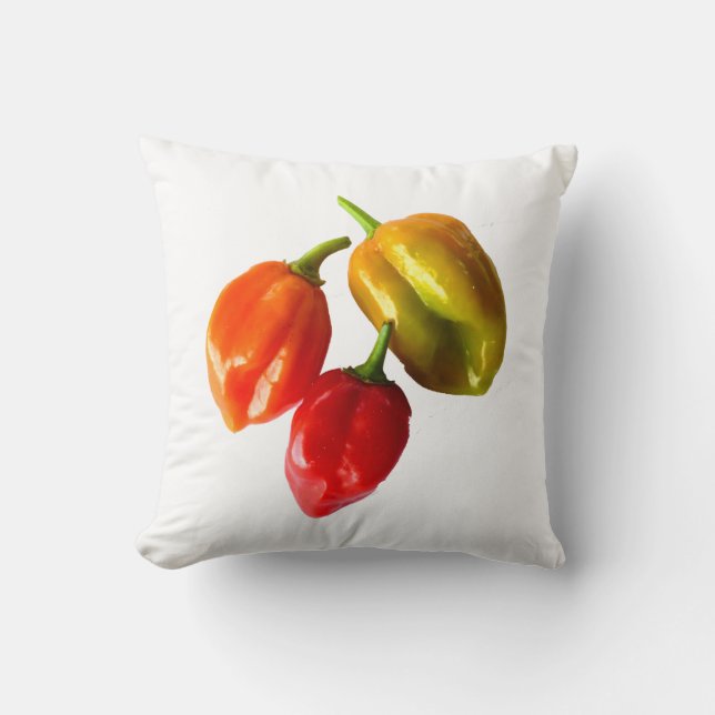 Coussin PIC rouge de jaune orange de trois poivrons (Recto)
