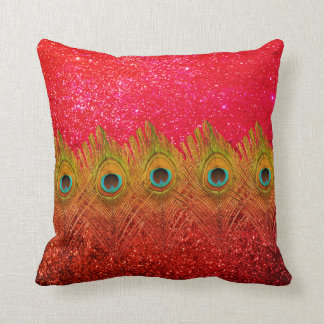Coussin Pic vert plumes de la cime rouge brillant