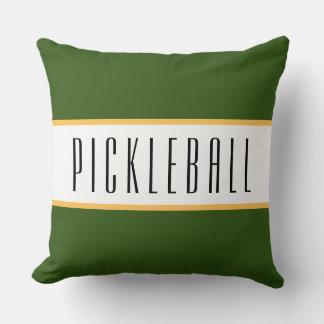 Coussin PICKLEBALL Fun Forest Green White Racing Stripes