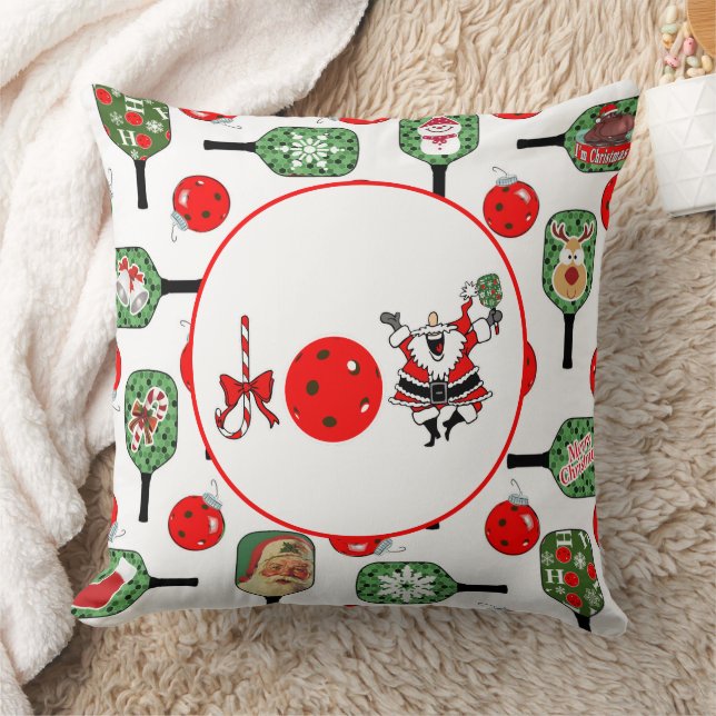 Coussin Pickleball Joie Noël Party Red Green Paddles (Couverture)