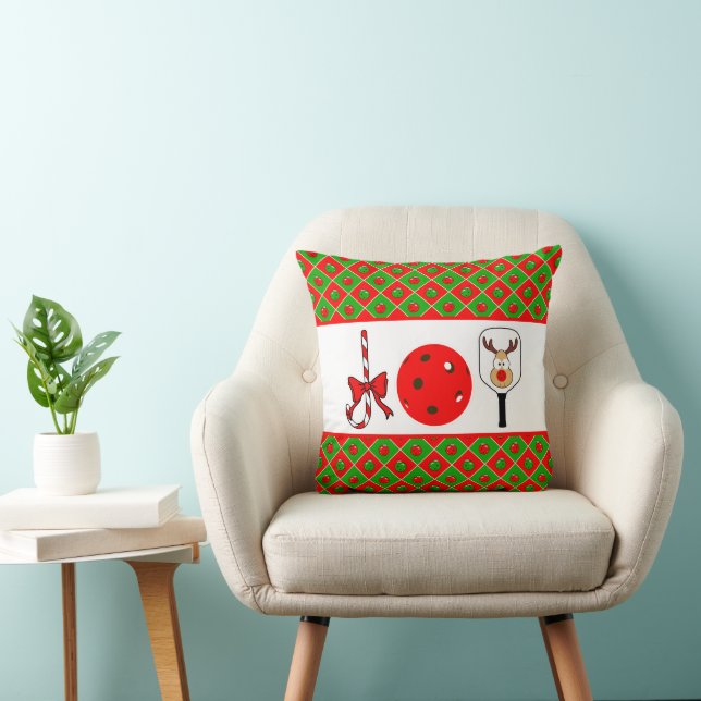 Coussin Pickleball Noël Joie Sucre de canne Paddles Ball (Chaise)